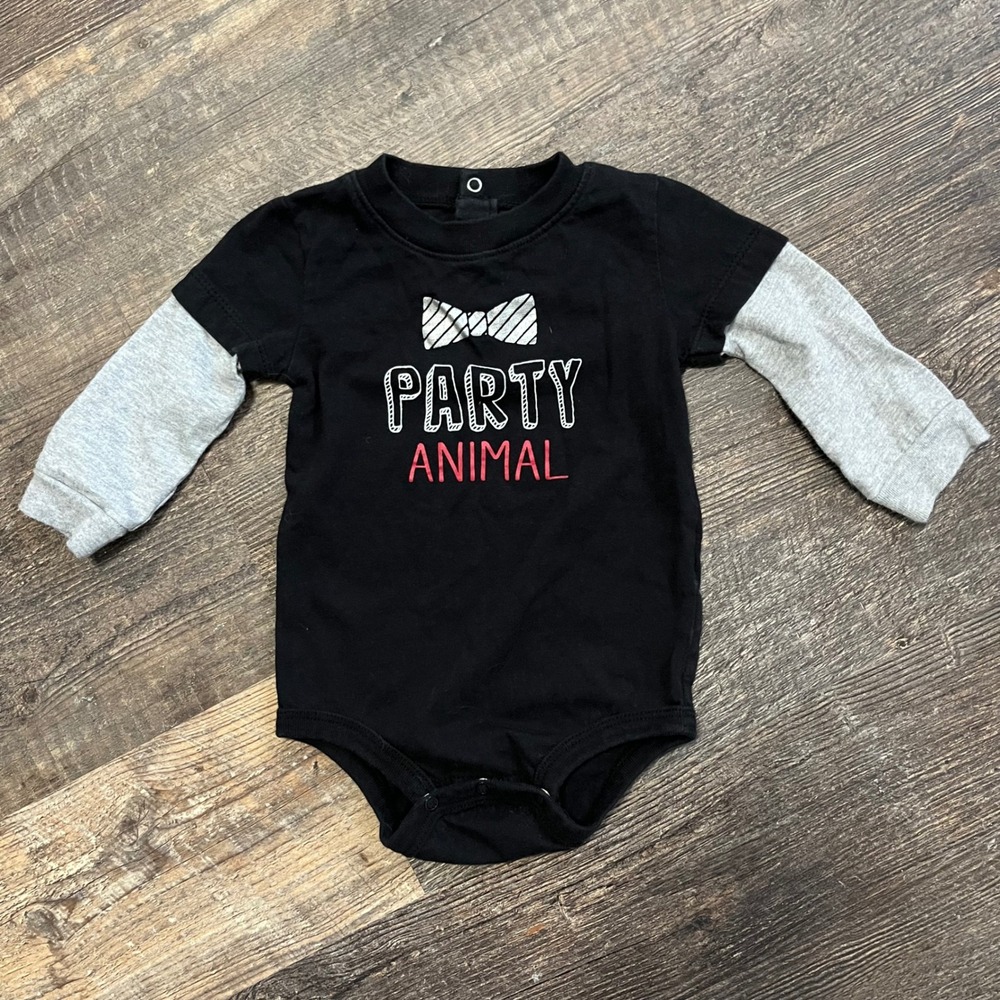 Koala Baby Party Animal Bodysuit Long Sleeve Black Gray 9-12‎ Months - Picture 4 of 4